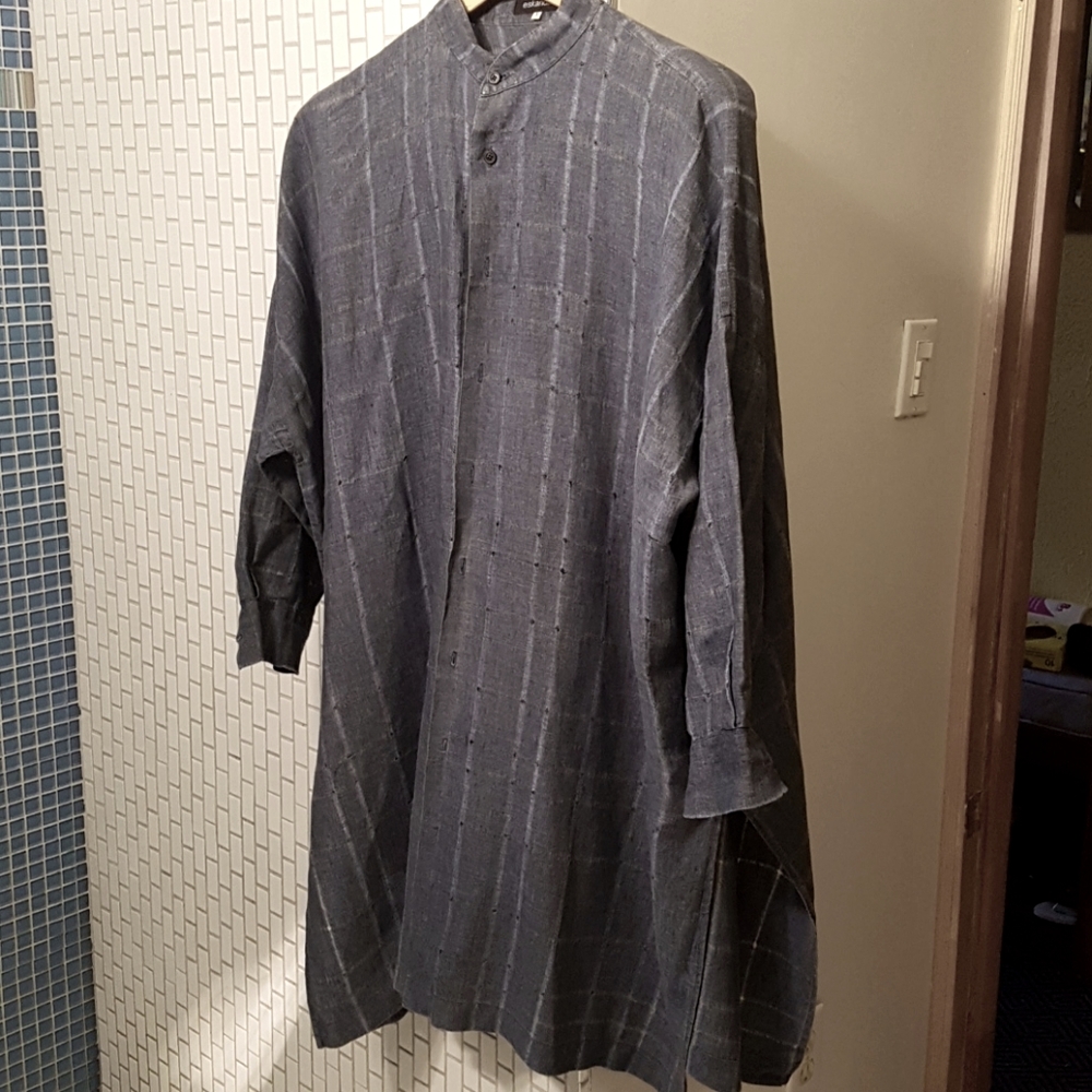 Eskandar denim colour linen tunic